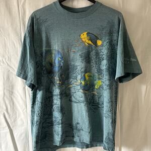 Vintage 1994 Signal Sports AOP Tropical Fish Single Stitch Tee Shirt Guam  XL